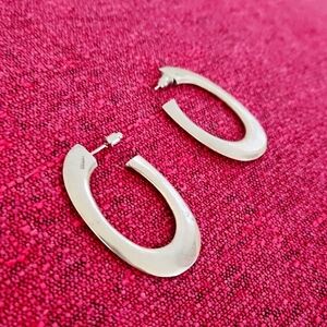 VTG STERLING Flat Hoop Modernist EARRING